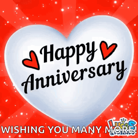a white heart with the words happy anniversary wishing you many more on it
