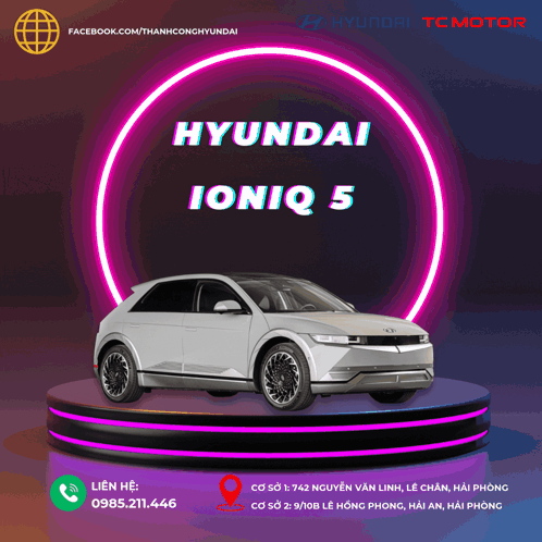 A White Hyundai Ioniq 5 Is On Display GIF