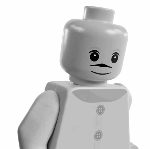 White Lego Figure With Chest Button GIF