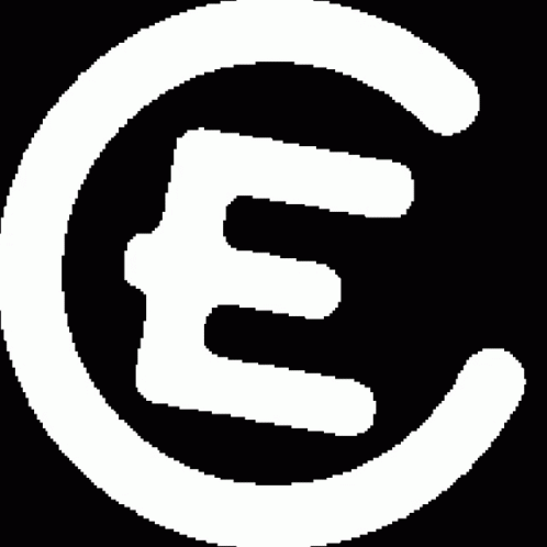 White Letter E In Black Circle GIF