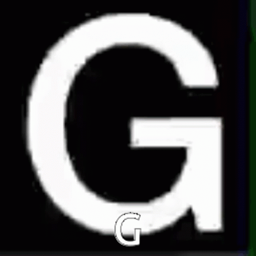 A White Letter G Is Against A Black Background . GIF