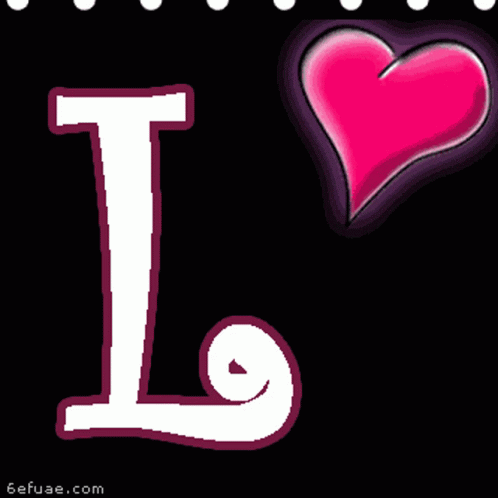 A White Letter I With A Pink Heart Behind It GIF