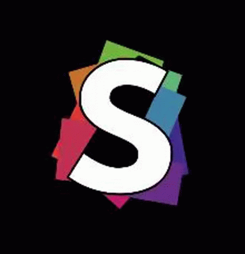 A White Letter J Is Surrounded By Colorful Squares . GIF