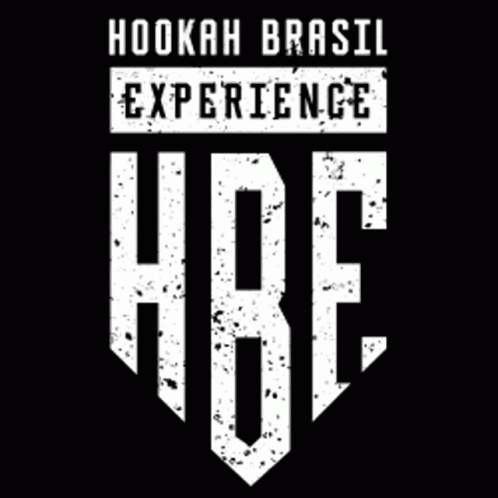 A White Logo On A Black Background That Says Hookah Brasil Experience Hbe . GIF