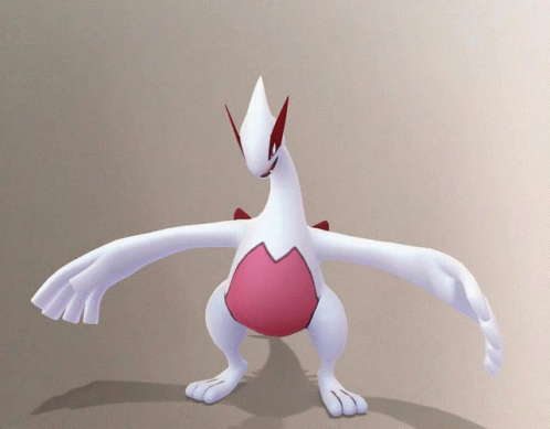 A White Pokemon With A Red Belly And Wings GIF