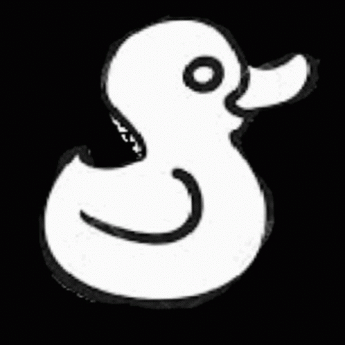 A White Rubber Duck With A Black Beak On A Black Background . GIF
