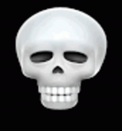 A White Skull With Black Eyes And A Smile On It 'S Face On A Black Background . GIF