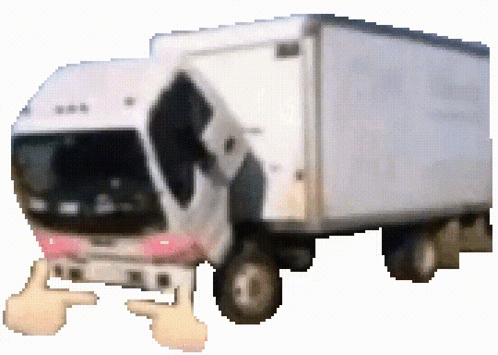 A White Truck With A Pink Stripe On The Side Is Giving A Thumbs Up GIF