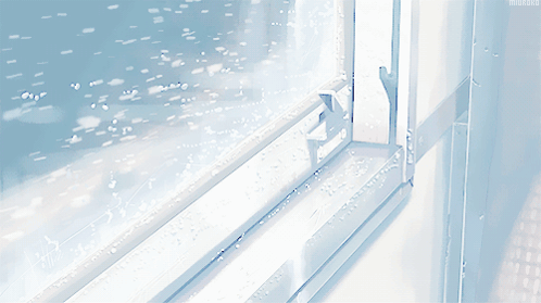 A Window With Water Drops On It And A Watermark That Says ' Mizuhara ' At The Bottom GIF