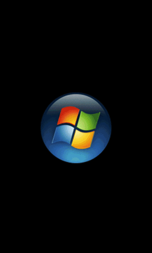 A Windows Logo Is Displayed In A Circle On A Black Background GIF