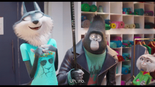 A Wolf A Gorilla And A Cat Are Standing Next To Each Other With The Gorilla Saying " Uh No " GIF