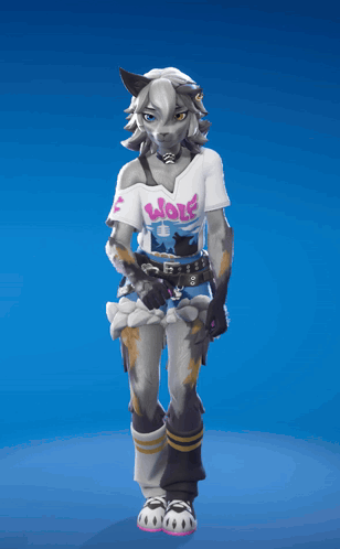 A Wolf Wearing A White Shirt That Says Wolf GIF