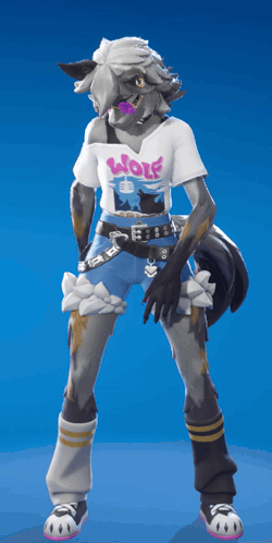 A Wolf Wearing A White Shirt That Says Wolf GIF