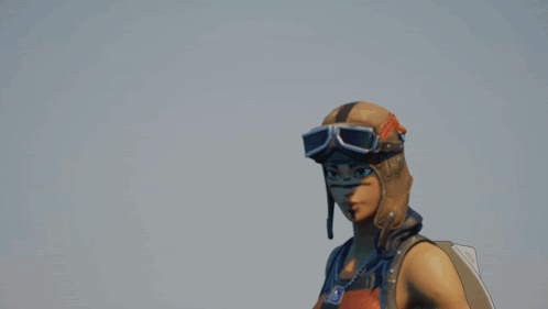 A Woman Blowing Bubbles In A Video Game With The Letter R On Her Chest GIF