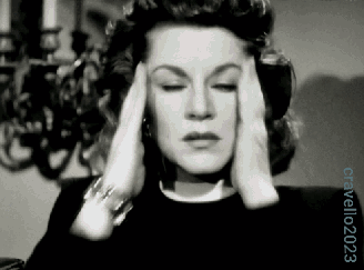 A Woman Covering Her Ears With Her Hands In A Black And White Photo GIF