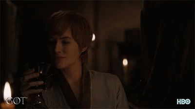 A Woman Drinking From A Glass With The Word Got On The Bottom Right GIF