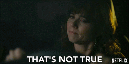a woman driving a car with the words that 's not true netflix on the bottom