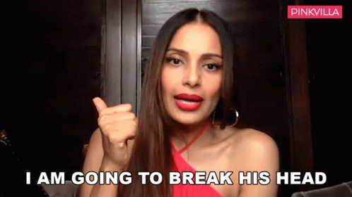 A Woman Giving A Thumbs Up With The Words I Am Going To Break His Head GIF