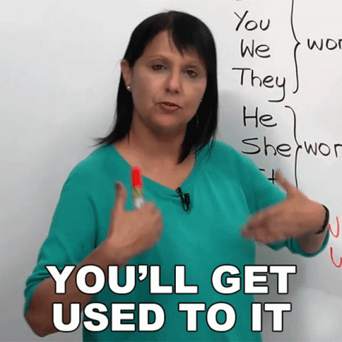A Woman Giving A Thumbs Up With The Words You 'Ll Get Used To It GIF