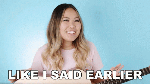 A Woman Holding A Guitar With The Words Like I Said Earlier On The Bottom GIF