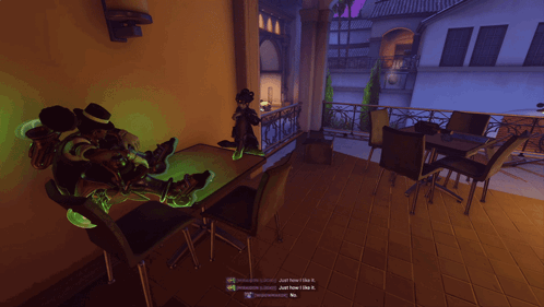 A Woman Holding A Gun Stands On A Balcony With A Neon Sign That Says ' I Love You ' On It GIF