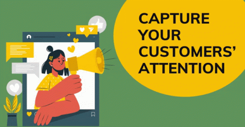 Woman Holding Megaphone Capture Customers Attention GIF