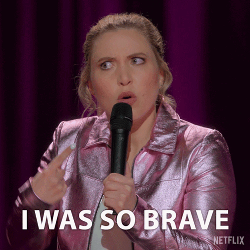 Woman Holding Microphone Saying I Was So Brave GIF