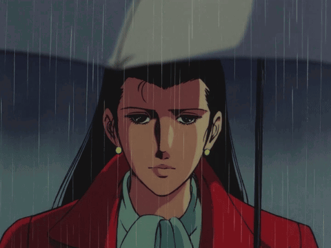 Woman Holding Umbrella In Rain GIF