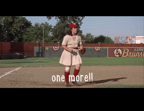 Woman In Baseball Uniform Saying One More GIF