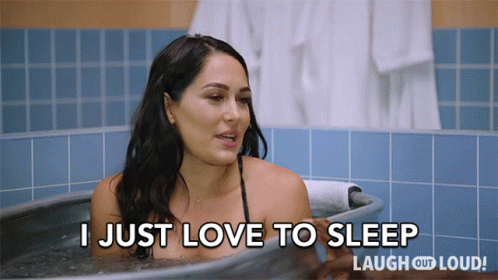 A Woman In A Bathtub With The Words I Just Love To Sleep Laugh Out Loud GIF