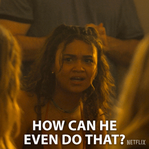 A Woman In A Bikini Says How Can He Even Do That GIF