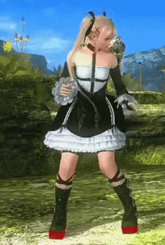 Woman Dancing In Black And White Dress GIF