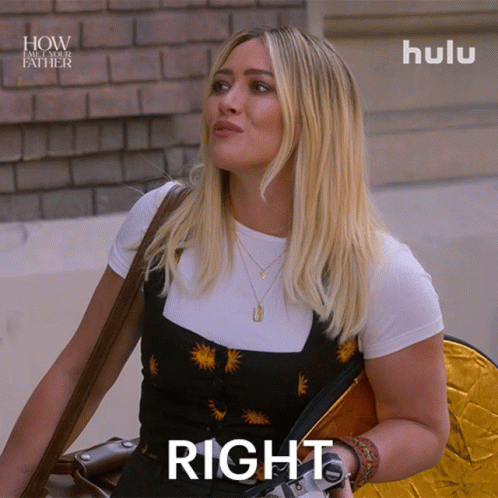 A Woman In A Black Dress Is Holding A Camera And The Word Right Is Above Her GIF