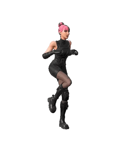 a woman in a black dress is standing with arms outstretched