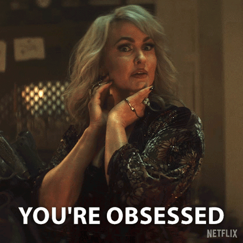 A Woman In A Black Dress Says " You 'Re Obsessed " On Netflix GIF