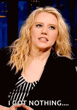 A Woman In A Black Jacket And Striped Shirt Is Saying `` I Got Nothing ... '' . GIF