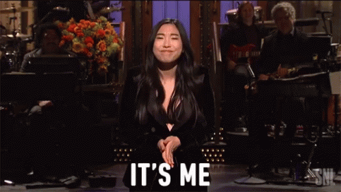 A Woman In A Black Jacket Says It 'S Me GIF