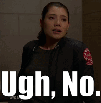 A Woman In A Black Jacket With The Words Ugh No Written On It GIF