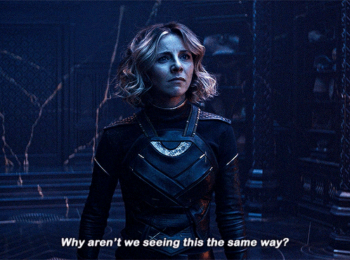 A Woman In A Black Outfit Is Asking Why Aren 'T We Seeing This The Same Way GIF