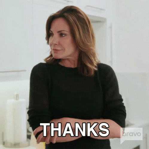 A Woman In A Black Sweater Says Thanks On Bravo GIF