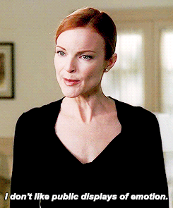 A Woman In A Black Top Says I Don 'T Like Public Displays Of Emotion GIF