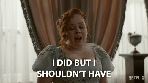 A Woman In A Blue Dress Says I Did But I Shouldn 'T Have GIF