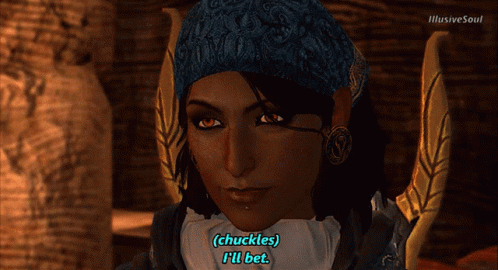 A Woman In A Blue Hat Says Chuckles I 'Ll Bet In A Video Game GIF