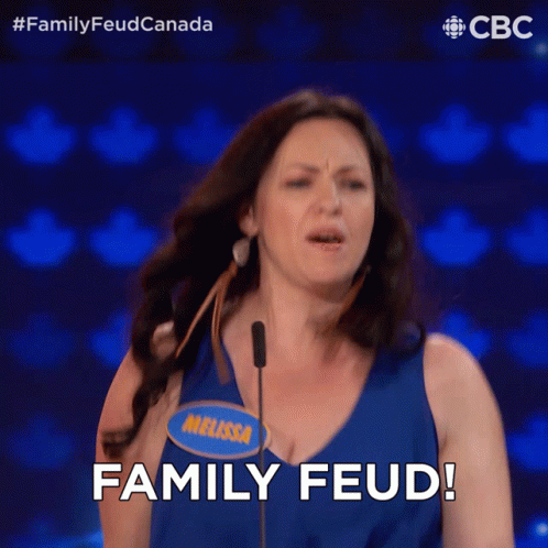 A Woman In A Blue Shirt With The Name Melissa On It Says Family Feud GIF
