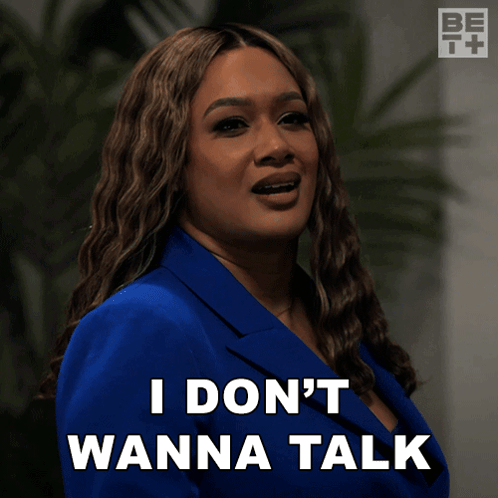 A Woman In A Blue Suit Says I Do N't Wanna Talk GIF