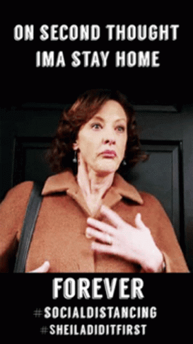A Woman In A Brown Coat Is Standing In Front Of A Door And Says " On Second Thought Ima Stay Home Forever " GIF