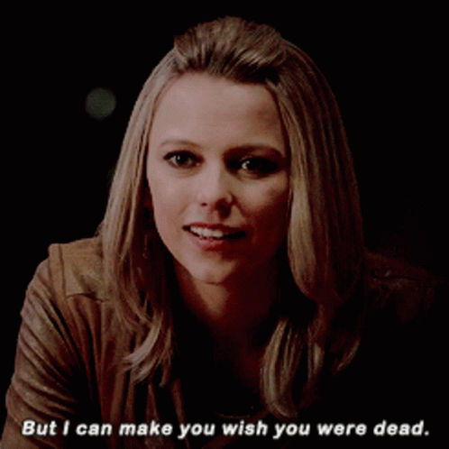 A Woman In A Brown Shirt Says But I Can Make You Wish You Were Dead GIF