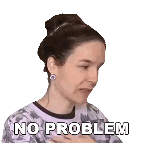 a woman in a bun says no problem in a sticker