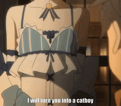 A Woman In A Catboy Outfit Says I Will Turn You Into A Catboy GIF