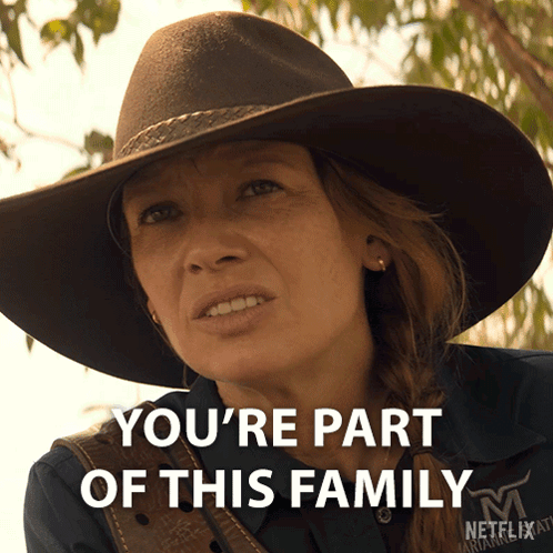 A Woman In A Cowboy Hat Says You 'Re Part Of The Family GIF